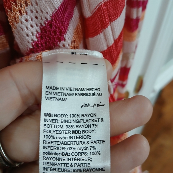 Chicos Pink Wave Striped  Women's Open Cardigan With Tassels Boho Coquette XL - Picture 5 of 6